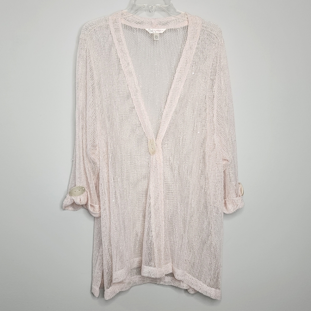 Krazy Kat Light Pink Mesh‎ Knit Cardigan XXL